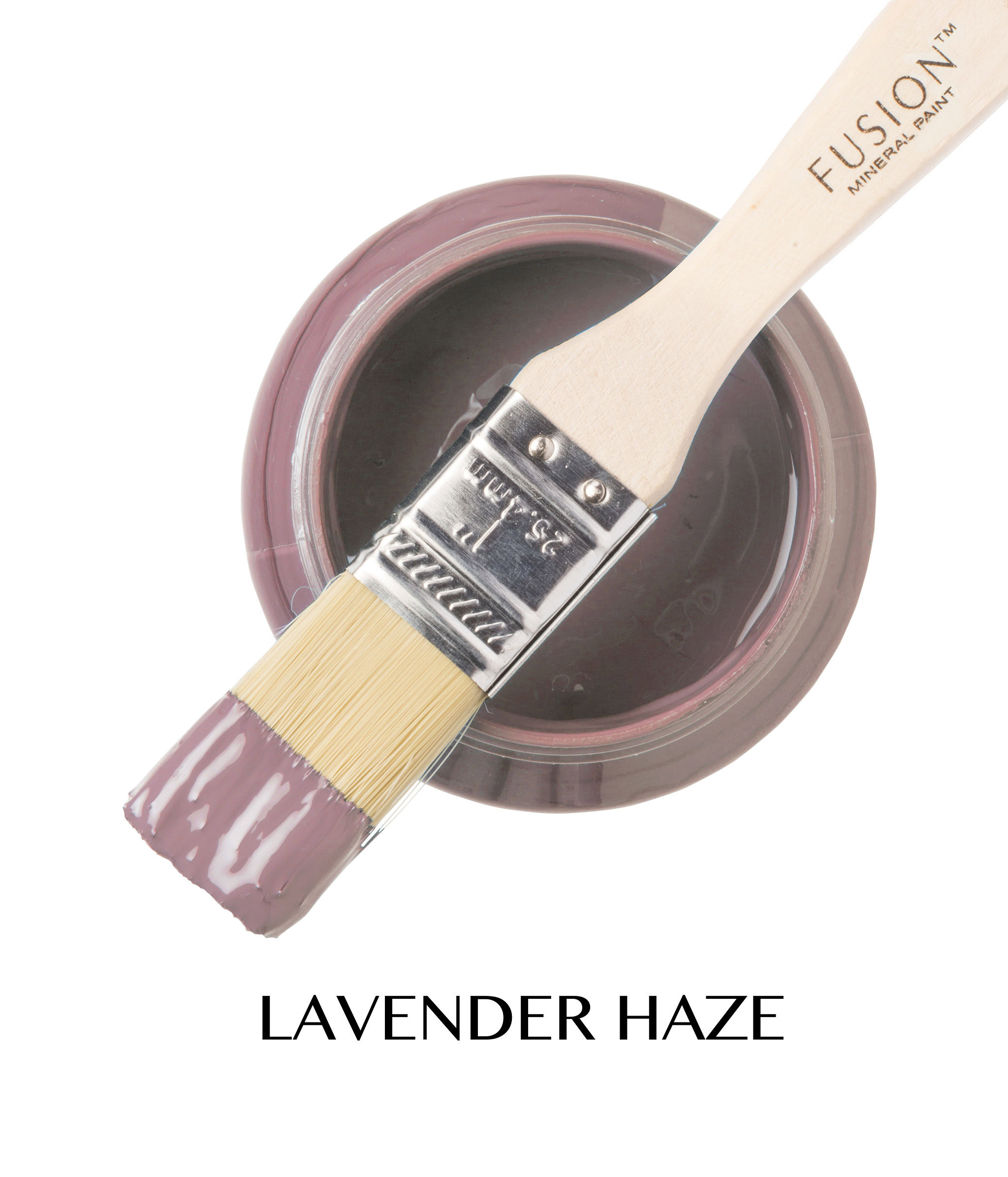 T1LAVENDERHAZETEXT värvipurk ja pintsel toonis Fusion Mineral Paint LAVENDER HAZE
