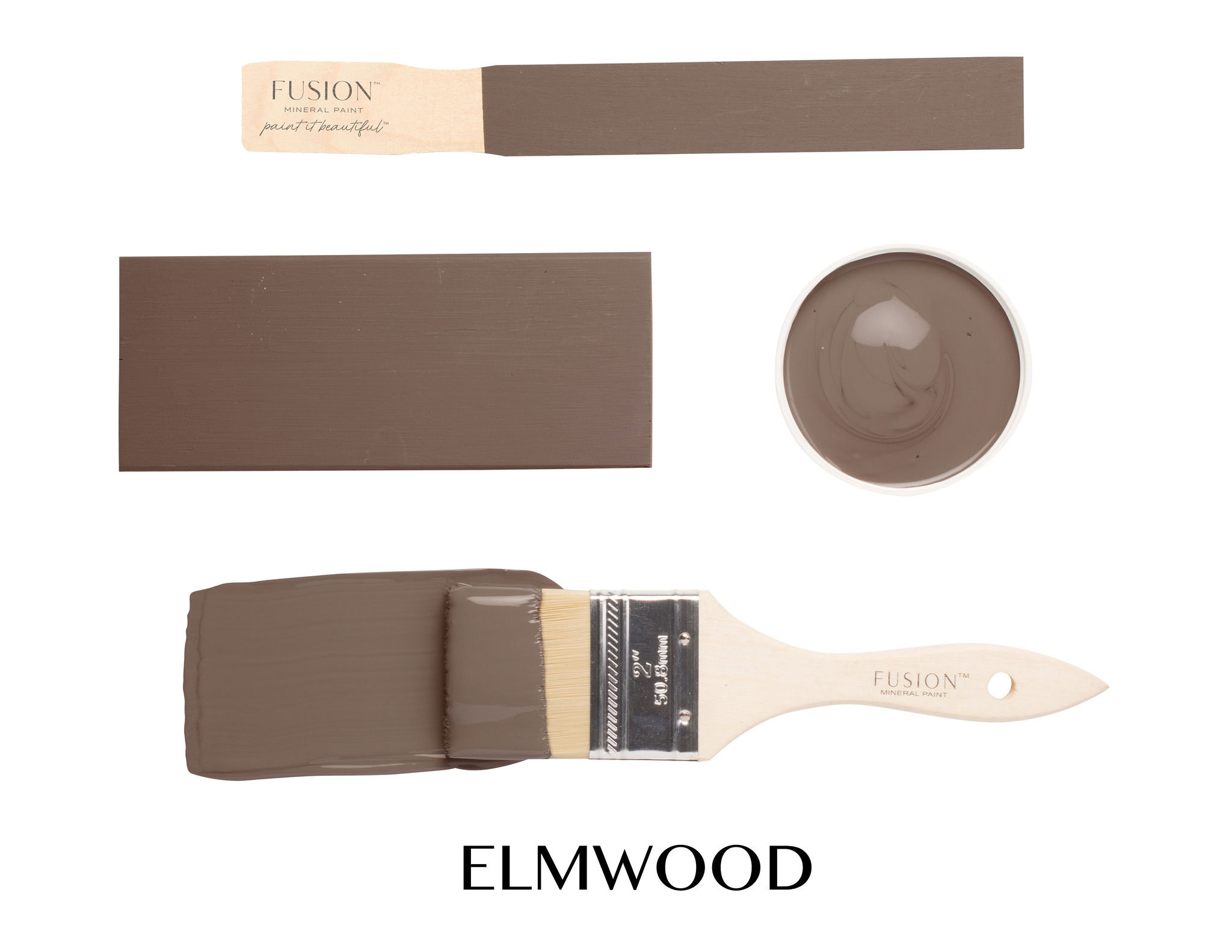 värvipintsel värvinäidisega Fusion Mineral Paint Elmwood toonis